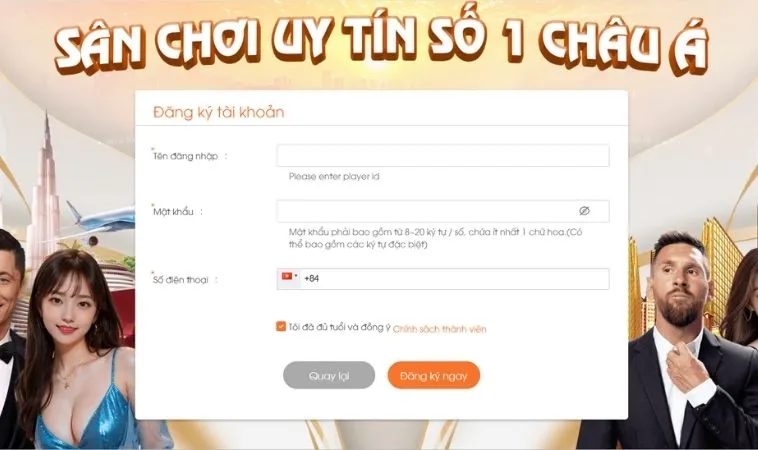 Hướng Dẫn Đăng Ký GA6789 Nhanh Chóng Và Dễ Dàng 2 Giao diện đăng ký GA6789