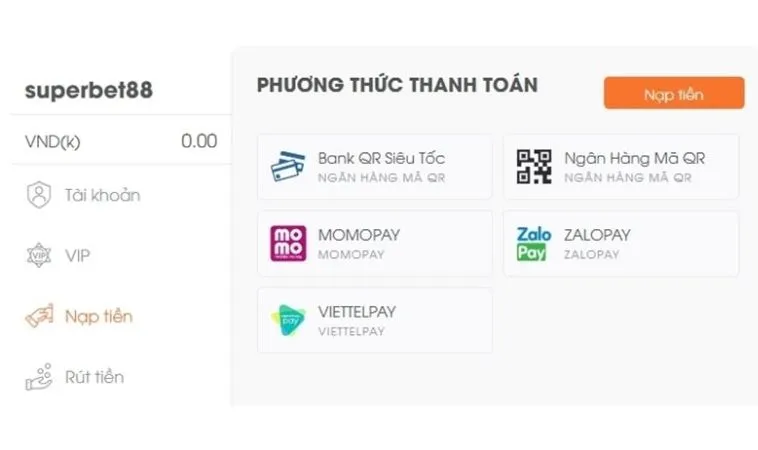 Hướng Dẫn Nạp Tiền GA6789 Nhanh Chóng, An Toàn Cho Người Mới 2 Giao diện nạp tiền GA6789